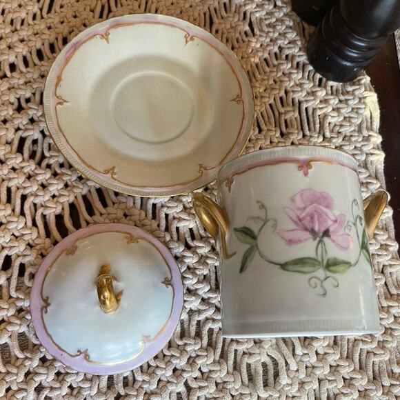 Zeh Scherzer & Co. ZS and Co. pink floral condensed milk container and plate - Picture 6 of 12
